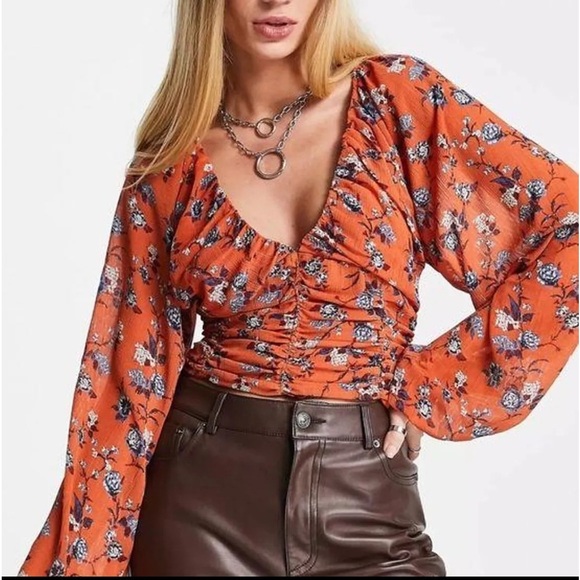 FREE People Blusa final rose floral, V-neck flowers - Picture 15 of 15